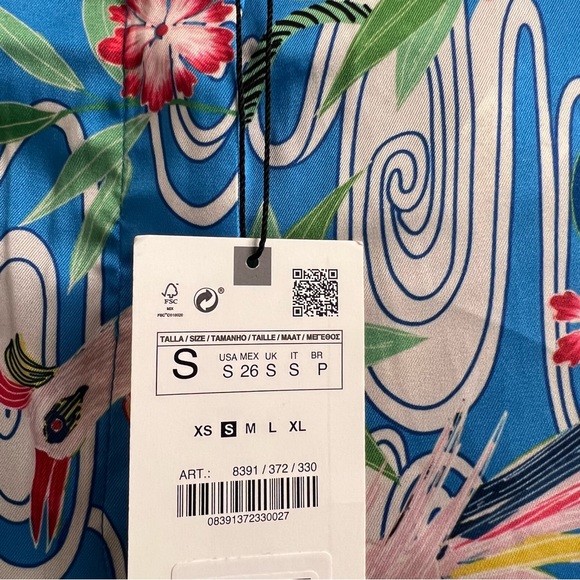 Zara Wide Leg Floral Pants Small Blue Floral - Picture 10 of 10